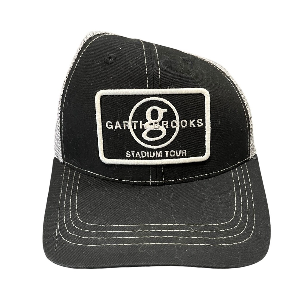 Garth Brooks Stadium Tour Hat Mens OSFM Black Grey Mesh Back Trucker Snapback